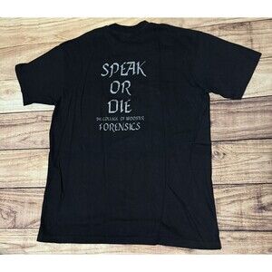 Vintage College Of Wooster Forensics T Shirt Carpe Diem Speak Or Die 1996 XL